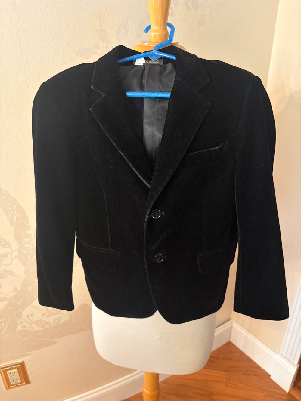 Boys Black Velvet Blazer - Classic Dress Jacket